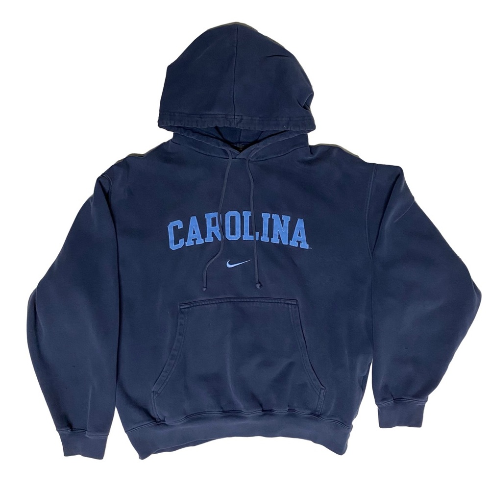 VTG BOXY Nike Center Swoosh UNC Hoodie Sweatshirt Carolina Blue Tar Heels XL/L